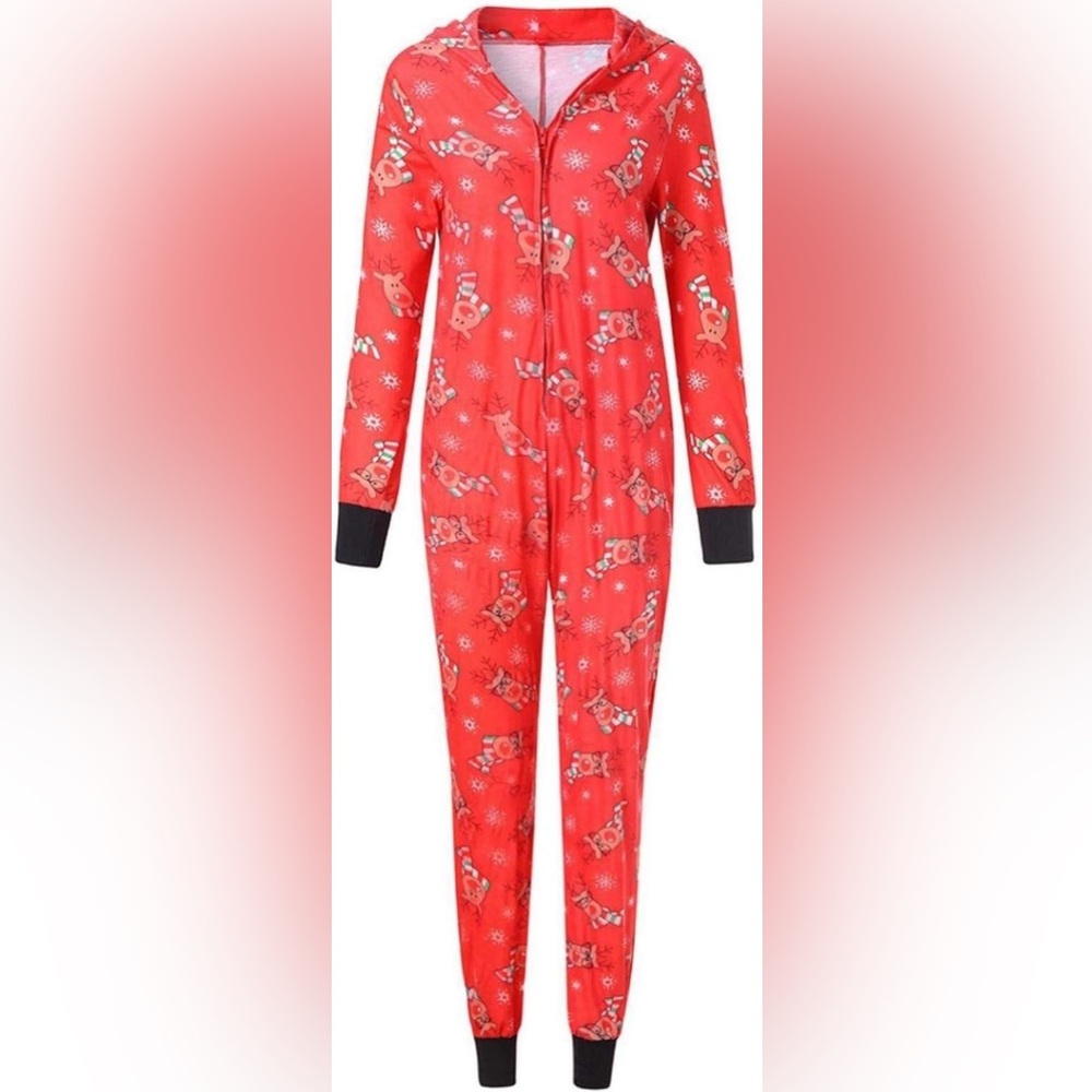 Women's Red Hooded Pajama Onesie